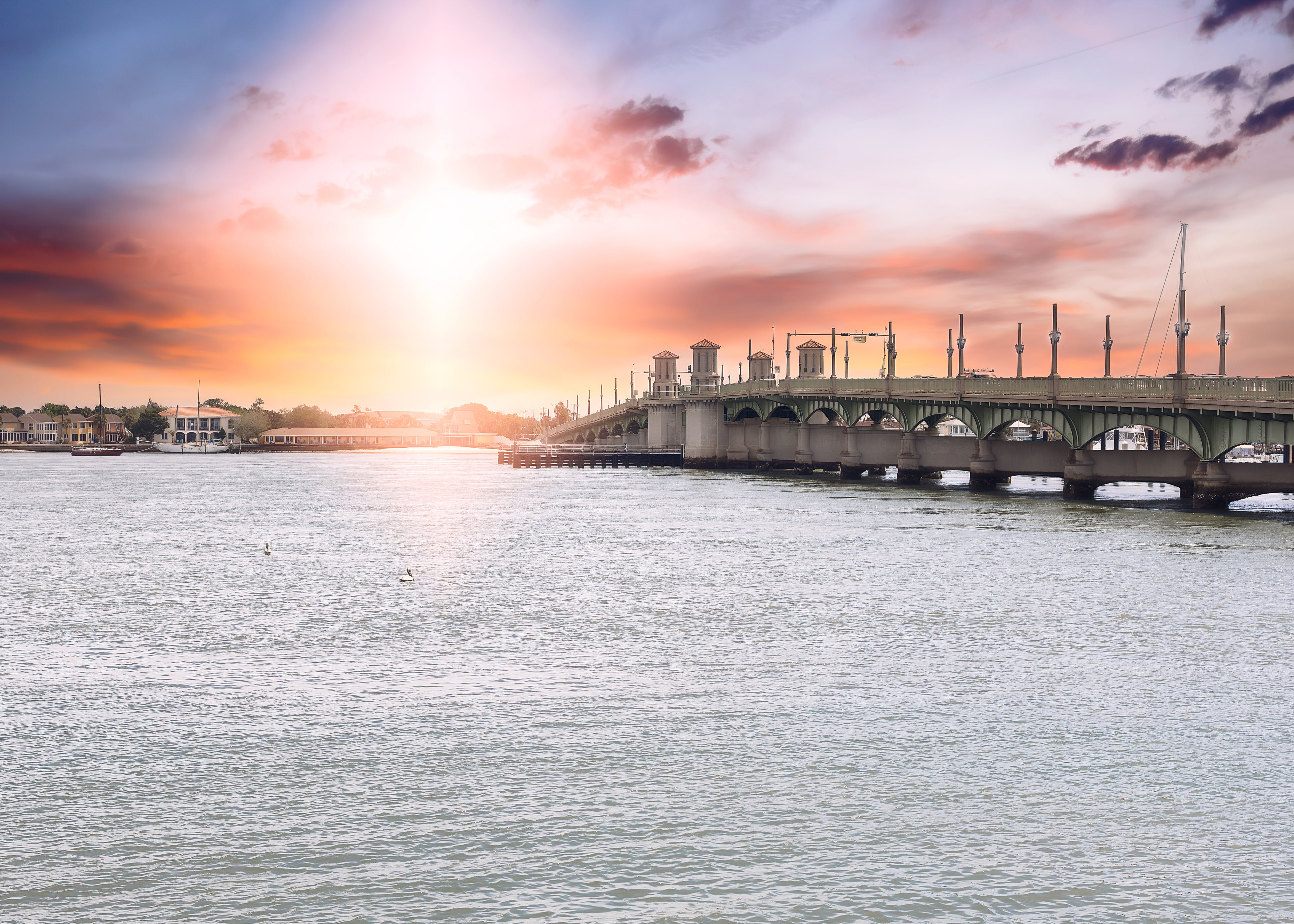 Bridge of Lions Beautiful Sunset Fine Canvas Print