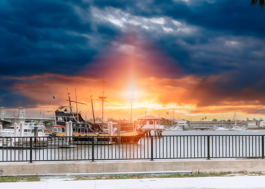 Pirate Ship Sunset Canvas Print