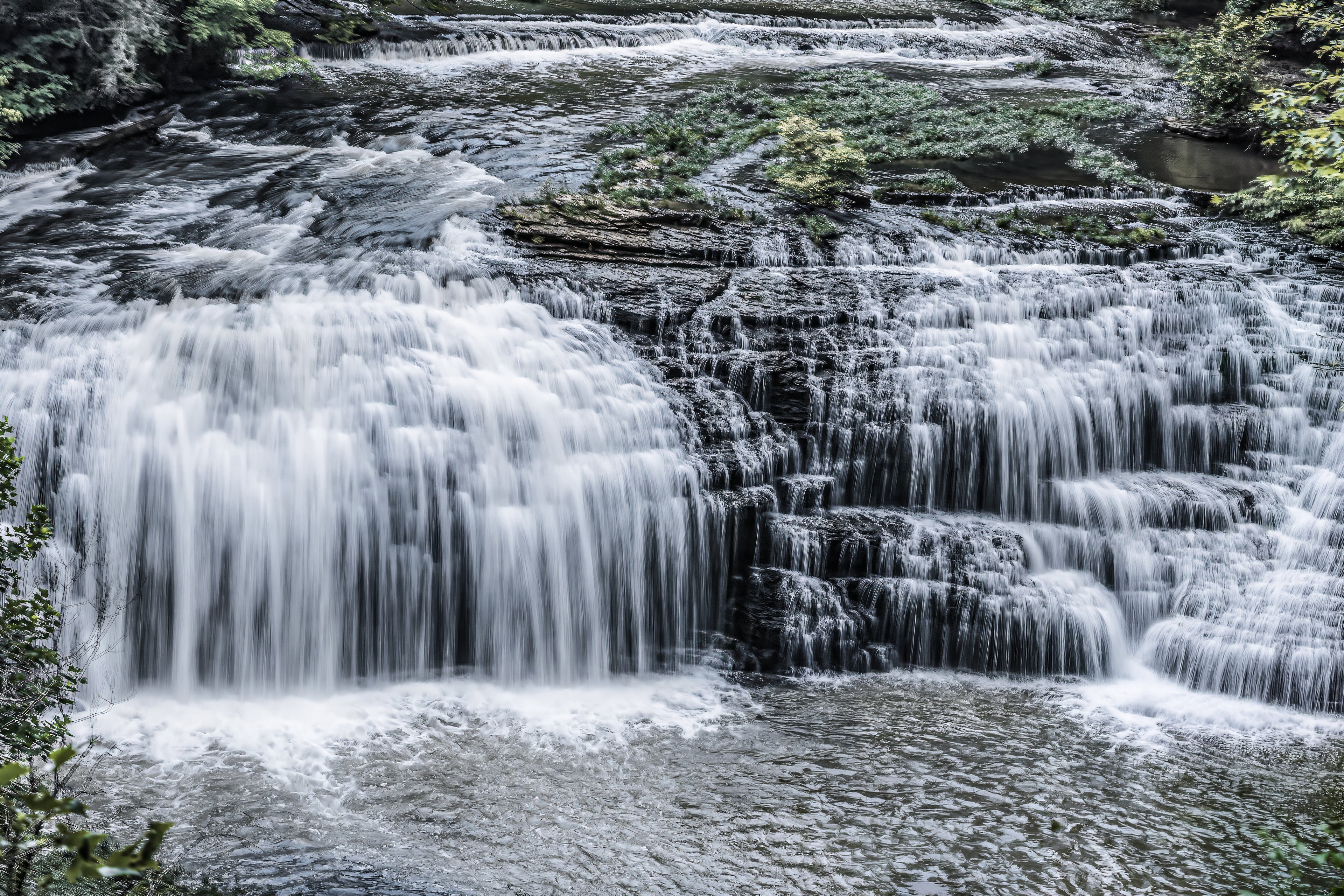 Rushing Waters Fine Art Canvas Print – Cascading Forest Waterfall Wall Decor