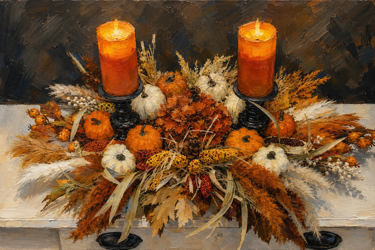 Autumn Harvest Centerpiece – Oil Painting Canvas Print
